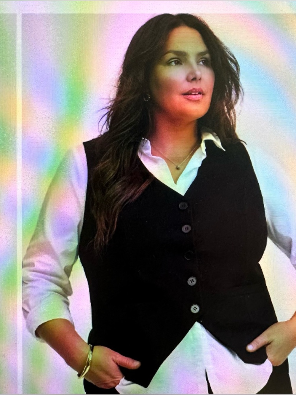 Fitted Black Ponte Vest